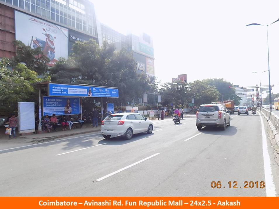 BQS Branding Agency at Avinashi Road Fun Republic Mall in Coimbatore, Hoardings Rates at Bus Stop in Coimbatore